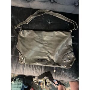 BCBG Generations Large Silver Gray Satchel Shoulder Bag Handbag Purse